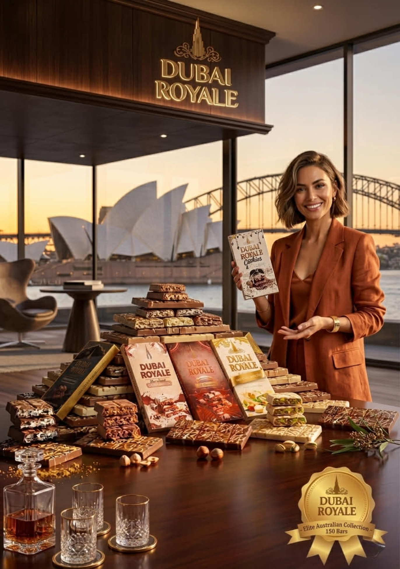 Dubai Royale Chocolate Bars (150 Pcs Bulk Pack, Mixed Flavours.)